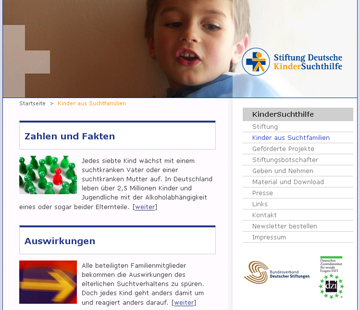 Screenshot Website KinderSuchthilfe